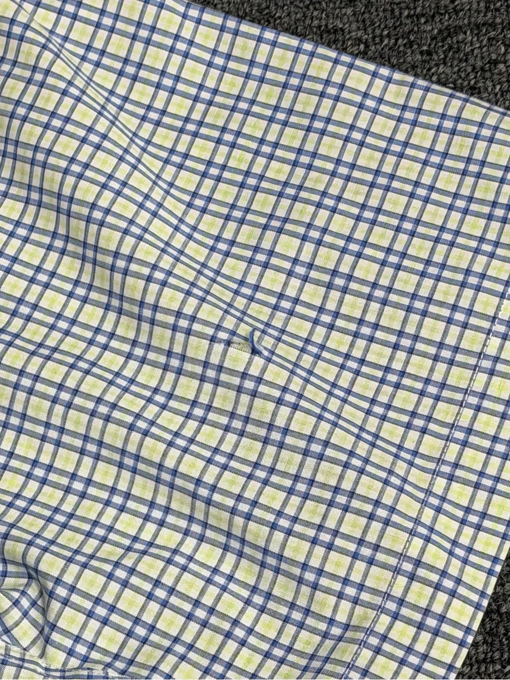 L.L. Bean Men’s Plaid Button-Down Shirt in White, Blue, and Light Green